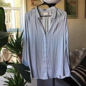 NWOT Urban Outfitters Light Blue Satin Blouse